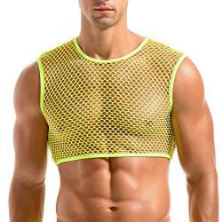 Amy Coulee Herren Fischnetz Shirt Netz Muskel Unterhemden (Grün, L) von Amy Coulee
