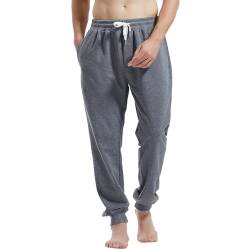 Amy Coulee Herren Jogginghose Baumwolle Jogginghose mit Taschen, Fitness-Freizeithose mit Kordelzug (M, Dunkelgrau) von Amy Coulee