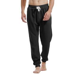 Amy Coulee Herren Jogginghose Baumwolle Jogginghose mit Taschen, Fitness-Freizeithose mit Kordelzug (Schwarz, L) von Amy Coulee