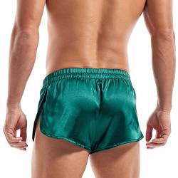 Amy Coulee Satin Boxershorts Herren Groß Teilt Sexy Unterwäsche (Grün, L) von Amy Coulee