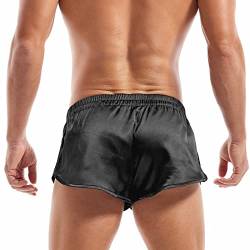 Amy Coulee Satin Boxershorts Herren Groß Teilt Sexy Unterwäsche (Schwarz, L) von Amy Coulee