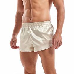 Amy Coulee Satin Boxershorts Herren Pyjamahose kurz (Champagner, L) von Amy Coulee