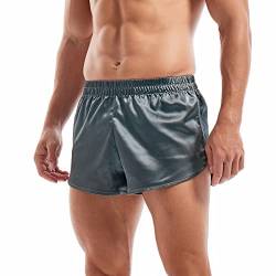 Amy Coulee Satin Boxershorts Herren Pyjamahose kurz (Dunkelgrau, XL) von Amy Coulee