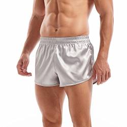 Amy Coulee Satin Boxershorts Herren Pyjamahose kurz (Grau, S) von Amy Coulee