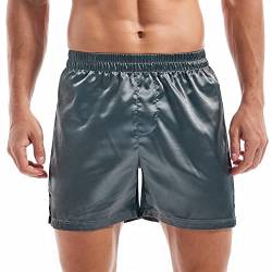 Amy Coulee Satin Schlafshorts Herren Nachtwäsche Boxershorts (Dunkelgrau, L) von Amy Coulee