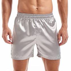 Amy Coulee Satin Schlafshorts Herren Nachtwäsche Boxershorts (Grau, L) von Amy Coulee