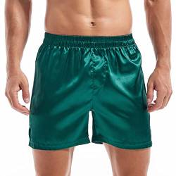 Amy Coulee Satin Schlafshorts Herren Nachtwäsche Boxershorts (Grün, M) von Amy Coulee