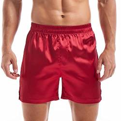 Amy Coulee Satin Schlafshorts Herren Nachtwäsche Boxershorts (Rot, L) von Amy Coulee