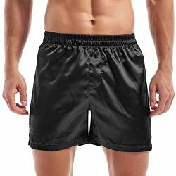 Amy Coulee Satin Schlafshorts Herren Nachtwäsche Boxershorts (Schwarz, L) von Amy Coulee