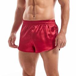 Amy Coulee Satin boxershorts herren pyjamahose kurz (Rot, XL) von Amy Coulee