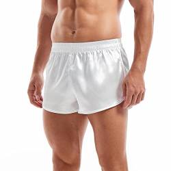 Amy Coulee Satin boxershorts herren pyjamahose kurz (Weiß, L) von Amy Coulee