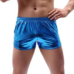 Amy Coulee Sexy Boxershorts Herren Shiny Kurz Hosen (Blau, L) von Amy Coulee