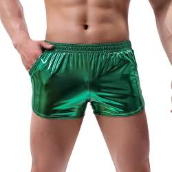 Amy Coulee Sexy Boxershorts Herren Shiny Kurz Hosen (Grün, M) von Amy Coulee