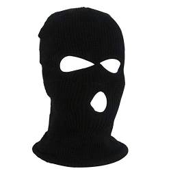 AmyGline 3-Loch-Vollmaske Skimütze Wintermütze Balaclava Tactical Mask Wollmaske (Z001-Schwarz-3Loch) von AmyGline