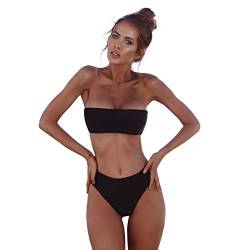 AmyGline Damen Bikini Set Push up Sling Bandage Bikini Trägerloser Bandeau Bikini Badeanzug Badebekleidung Bikinioberteil Swimsuits Bademode Bikinihosen von AmyGline