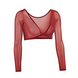 AmyGline Damen Shaper Unterwäsche Mesh in Unterwäsche Sieben Viertel Ärmel Seamless Arm Shaper Crop Top Shirt Blusen von AmyGline