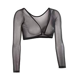 AmyGline Damen Shaper Unterwäsche Mesh in Unterwäsche Sieben Viertel Ärmel Seamless Arm Shaper Crop Top Shirt Blusen von AmyGline