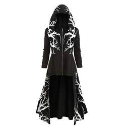 AmyGline Gothic Kleidung Damen Retro Kleid mit Kapuze Frauen Kapuzenpullover Umhang Mantel Bluse Langarm Vintage Mittelalter Kleid Gericht Maxikleid Cosplay Kostüm Karneval für Halloween Karneval von AmyGline