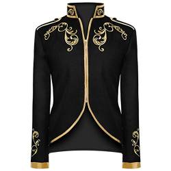 AmyGline Herren Gothic Jacke Blazer Mantel Vintage Palast Viktorianischer Uniform Anzugjacke Gehrock Party Cosplay Kostüm Punk Kleidung Männer Langarm von AmyGline