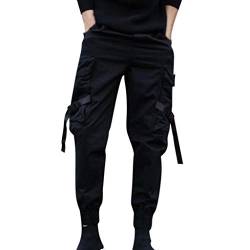 AmyGline Herren Hose Mode Cargo Hose Muti Taschen Bandage CasualSporthosen Harem Hose Männer Freizeithose Chino Hose Sweatpants von AmyGline