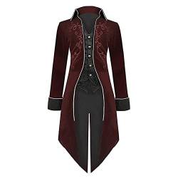 AmyGline Herren Jacke Frack Steampunk Gothic Gehrock Mantel Smoking Cosplay Kostüm Uniform Smokingjacke Retro Mittelalter Viktorianischen Kleidung Lange Uniformkleid Männer von AmyGline