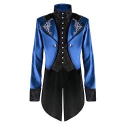 AmyGline Herren Jacke Frack Steampunk Gothic Gehrock Uniform Cosplay Kostüm Smoking Mantel Retro Viktorianischen Langer Uniformkleid Plus Size Männer Langarm von AmyGline