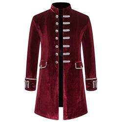 AmyGline Herren Mantel Frack Jacke Steampunk Gothic Gehrock Uniform Smoking Kostüm Party Oberbekleidung Abendkleid Anzug Sakkos Retro Mäntel Männer von AmyGline