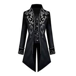 AmyGline Herren Punk Retro Mäntel Steampunk Langarm Jacke Mittellang Gotische Mantel Mittelalter Kostüm Cosplay Uniform Gehrock für Männer von AmyGline