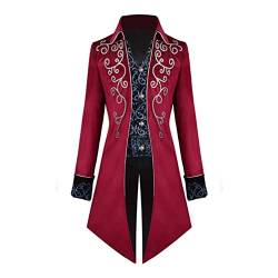 AmyGline Herren Punk Retro Mäntel Steampunk Langarm Jacke Mittellang Gotische Mantel Mittelalter Kostüm Cosplay Uniform Gehrock für Männer von AmyGline