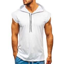 AmyGline Herren Sommer Hoodie Weste Muskelshirt Bodybuilding Ärmelloses T-Shirt Männer Gyms Muscle Shirts Tops Trainingsweste Schnell trocknend von AmyGline