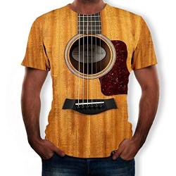 AmyGline Herren T Shirt Mode Creative 3D Gitarre Druck Cooles Kurzarm T-Shirt Sommer Kurzarmshirt Hemd Bluse Tee Top von AmyGline