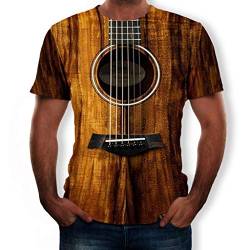 AmyGline Herren T Shirt Mode Creative 3D Gitarre Druck Cooles Kurzarm T-Shirt Sommer Kurzarmshirt Hemd Bluse Tee Top von AmyGline