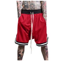 AmyGline Hosen Herren Shorts Neu-Männer CasualMode Lose Schnell Trocknend Outdoor Sports Shorts Joggen Fitness Basketball Shorts Kurze Hose Freizeithose Sweatpants Strandshorts (Rot-B, 2XL) von AmyGline