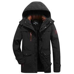 AmyGline Jacke Herren Winter Mantel Plus Plüsch Verdicken Warme Winterjacke Mit Kapuze Parka Daunenjacke Steppjacke Kapuzenjacke Windjacke von AmyGline