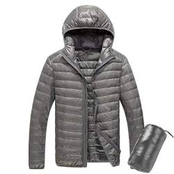 AmyGline Jacke Herren Winterjacke Steppjacke Ultraleicht Warme Daunenjacke mit Tragetasche Kapuzenjacke Outdoorjacke Sportjacke Übergangsjacke von AmyGline