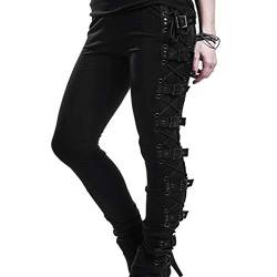 AmyGline Punk Kleidung Damen Gothic Punk Hose Bandage Distressed Enge Hosen Steampunk Leggings Yogahosen Röhrenhose Freizeithose von AmyGline