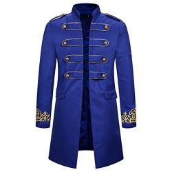 AmyGline Steampunk Herren Mantel Vintage Frack Jacke Gothic Smocking Gehrock Stehkragen Anzug Abendkleid Uniform Gestickter Knopf Mäntel Cosplay Kostüm von AmyGline