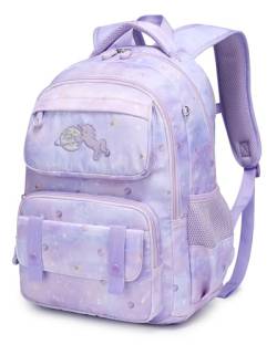 Amythe Kinderrucksack Mädchen Schultasche 1 2 3 4. Klasse, Leichter Einhorn Rucksack aus Nylon, Wasserdichte Schulrucksack für Schule und Reisen, Rosa, 30 * 14 * 43 cm von Amythe