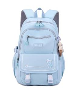 Amythe Schulrucksack Mädchen, Rucksack Schule Teenager Daypack mit Laptopfach Leichter Modisch Wasserdicht Schultasche für Reisen - Blau von Amythe