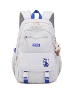 Amythe Schulrucksack Mädchen, Rucksack Schule Teenager Daypack mit Laptopfach Leichter Modisch Wasserdicht Schultasche für Reisen - Hellgrau von Amythe