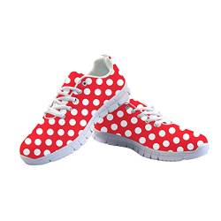 Amzbeauty Damen Air Athletic Laufschuhe Fashion Sport Gym Jogging Tennis Fitness Solid Color & Polka Sneaker, Größe 36-43, Rot - Rot mit Punkten - Größe: 39 EU von Amzbeauty