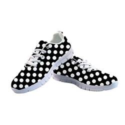 Amzbeauty Damen Air Athletic Laufschuhe Mode Sport Gym Jogging Tennis Fitness Einfarbig & Polka Sneaker, Größe 36-42, Schwarz - Schwarz mit Punkten - Größe: 40.5 EU von Amzbeauty