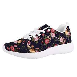 Amzbeauty Damen Atmungsaktive Slip Leichte Sneakers Outdoor Sports Stoßdämpfende Schuhe Luftkissen Running Sneakers, Schwarz - blume - Größe: 37 EU von Amzbeauty