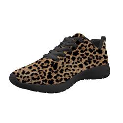 Amzbeauty Damen-Schuhe, Lauf-Sneaker, leichter Lauf-Sneaker, atmungsaktiv, glänzend, Outdoor-Sport, Leoparden-Design, Größe 35-42, Braun - leopard - Größe: 41 EU von Amzbeauty