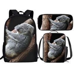 Amzbeauty Fox Rucksack und Lunchbox für Kinder Jungen Mädchen Rucksack für Grundschule 3 in 1 Back to School Sets, Koala von Amzbeauty