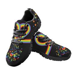 Amzbeauty Herren-Sneaker, weich, lässig, sportlich, für Erwachsene, Größe 39-48, Rainbow Love Black, 43.5 EU von Amzbeauty