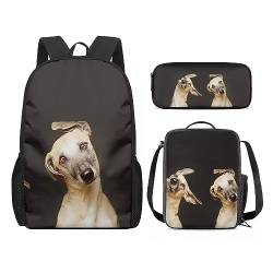 Amzbeauty Katzenrucksack und Lunchtasche für Mädchen, 3-teilig, Geschenk für 5–12 Kinder, Jungen, hund von Amzbeauty