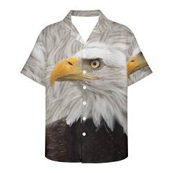 Amzbeauty Lässiges Oberhemd für Herren, cooles Tiermotiv, Button-Down-Kleid, Hawaii-Hemd, kurzärmelig, Größe 2XS-5XL, Adler, XL von Amzbeauty