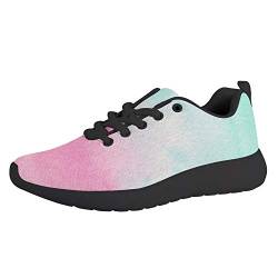 Amzbeauty Leichtgewichtige, athletische Schnürschuhe für Herren, Sneakers, stoßdämpfende Schuhe, geeignet für Reisen und Sport, Größe 39,5 - 40,5 - 42,5, Pink - Verlauf rosa grün - Größe: 43.5 EU von Amzbeauty