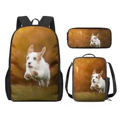 Amzbeauty Löwen-Rucksack und Lunch-Tasche für Kinder, Mädchen, Jungen, Löwen-Rucksack-Set, 3-teilig, Geschenk für die Schule, Hund-2 von Amzbeauty